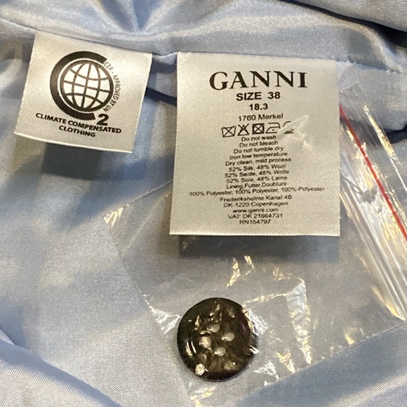 NWT Ganni Merkel Blue Glen Plaid Slim Fit Trousers - Sz 6 - Picture 9 of 10